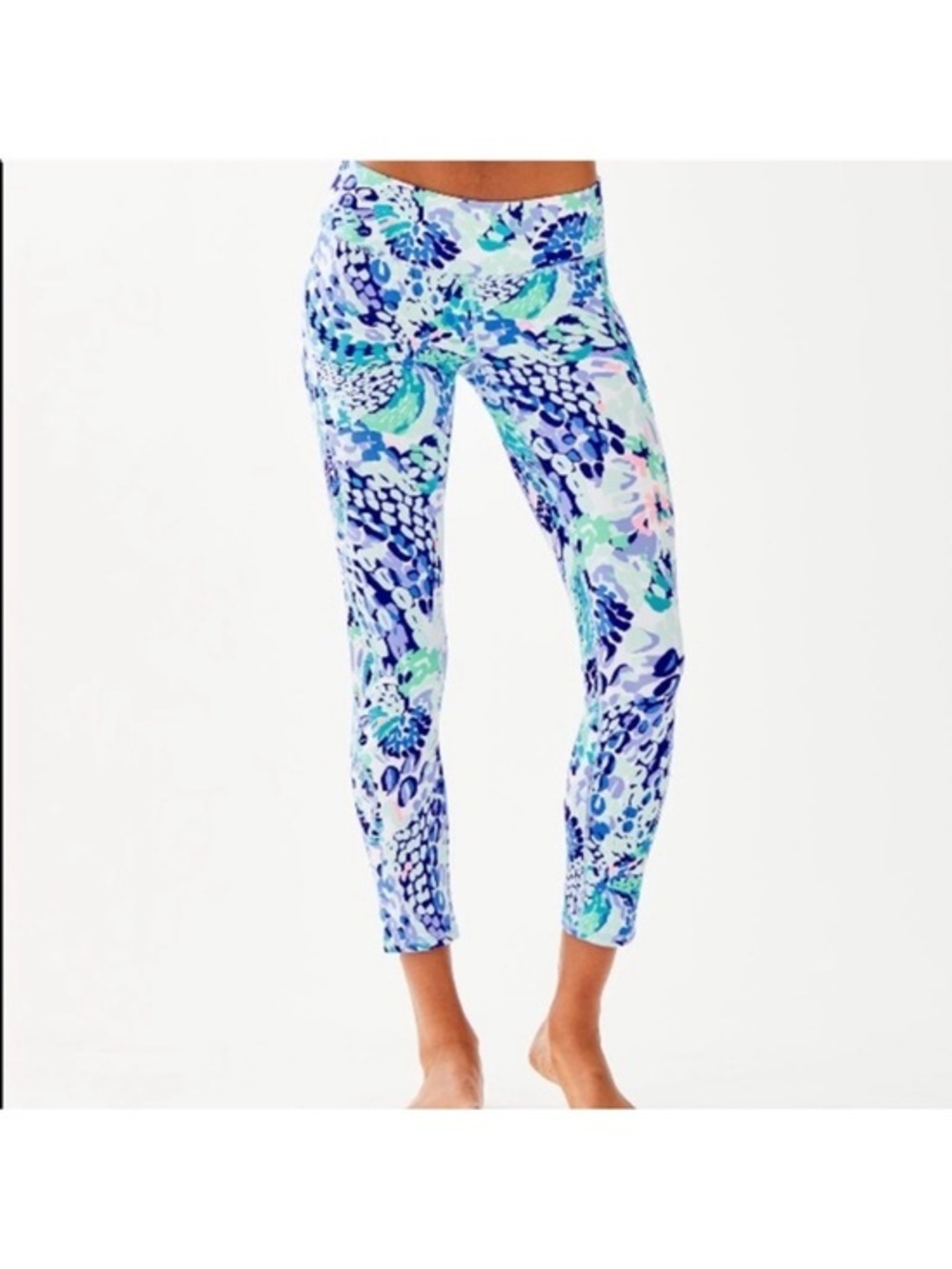 Lilly Pulitzer Luxletic Weekender Oasis Wave After Wave Cropped Leggings Sz Sm